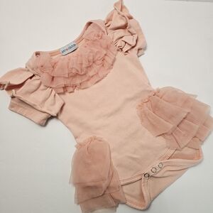 Just Couture Pink Ruffle Baby Onesie Size XS